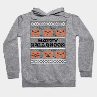 Happy Halloween Faux Sweater Pumpkin Design Hoodie
